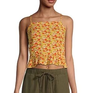NWT ditsy floral print tie back AJC crop top S